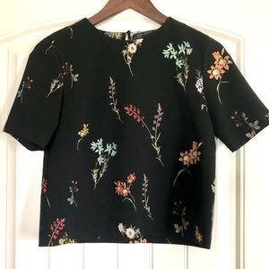 Zara Women black floral blouse